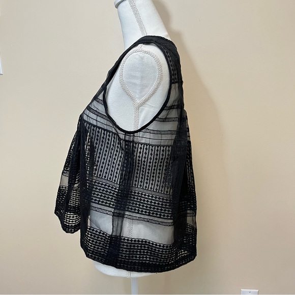 Madewell Sheer Black Sleeveless Babydoll Blouse - Picture 4 of 10
